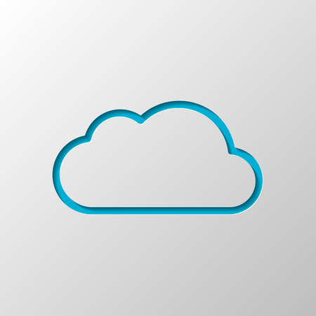 Simple cloud. Linear symbol with thin outline. Paper design. Cutted symbol with shadowのイラスト素材