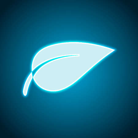 leaf icon. Neon style. Light decoration icon. Bright electric symbolのイラスト素材