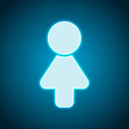Female symbol. Simple icon of woman. Neon style. Light decoration icon. Bright electric symbolのイラスト素材