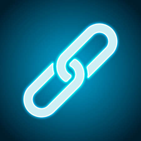 Link icon. Hyperlink chain symbol. Simple icon. Neon style. Light decoration icon. Bright electric symbolのイラスト素材