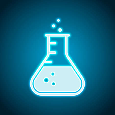 Medical test tube icon. Neon style. Light decoration icon. Bright electric symbolのイラスト素材
