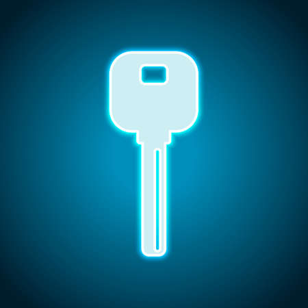 key icon. Neon style. Light decoration icon. Bright electric symbolのイラスト素材
