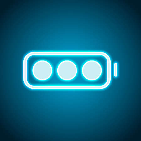 simple battery, full level. Neon style. Light decoration icon. Bright electric symbolのイラスト素材