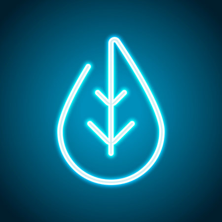 Simple leaf. Linear icon, thin outline. Neon style. Light decoration icon. Bright electric symbolのイラスト素材