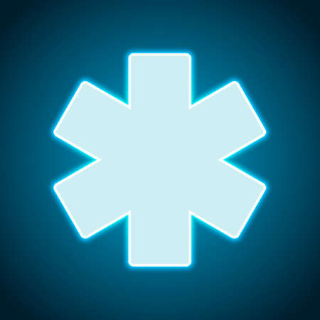Star of life. Neon style. Light decoration icon. Bright electric symbolのイラスト素材