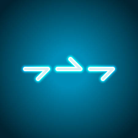 Few arrows, same direction. Linear, thin outline. Neon style. Light decoration icon. Bright electric symbolのイラスト素材
