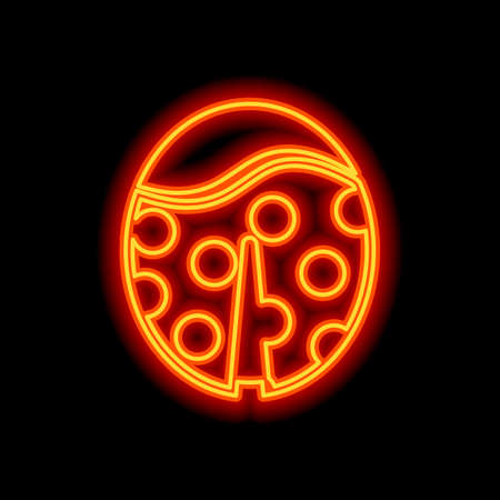 Ladybug icon. Orange neon style on black background. Light iconのイラスト素材