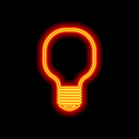 Light lamp icon. Orange neon style on black background. Light iconのイラスト素材