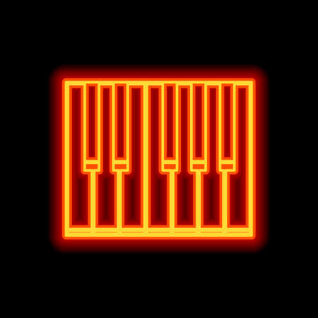 Simple piano icon. Orange neon style on black background. Light iconのイラスト素材