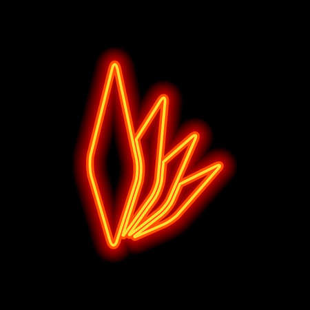 leaf bamboo. simple silhouette. Orange neon style on black background. Light iconのイラスト素材
