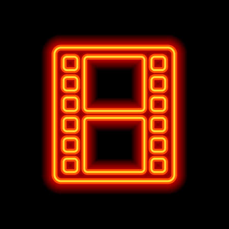 movie strip. simple silhouette. Orange neon style on black background. Light iconのイラスト素材
