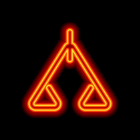 abstract icon or logo of scale. Orange neon style on black background. Light iconのイラスト素材