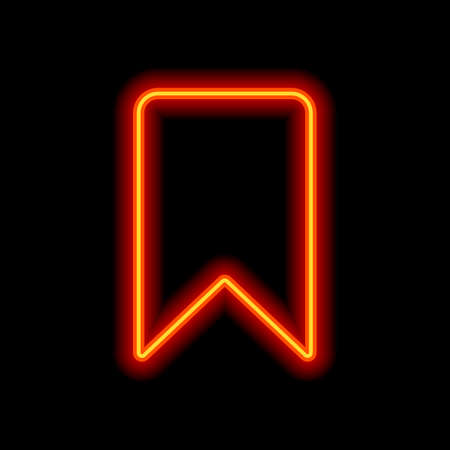 simple bookmark icon. Orange neon style on black background. Light iconのイラスト素材