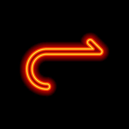 Simple arrow, forward. Navigation icon. Simple arrow, backward. Navigation icon. Linear symbol with thin line. One line style. Orange neon style on black background. Light iconのイラスト素材