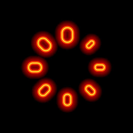 Simple loading symbol. Orange neon style on black background. Light iconのイラスト素材