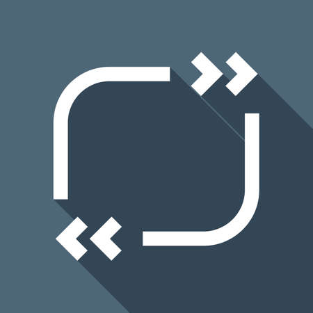 Text quote square. Simple icon. White flat icon with long shadow on backgroundのイラスト素材