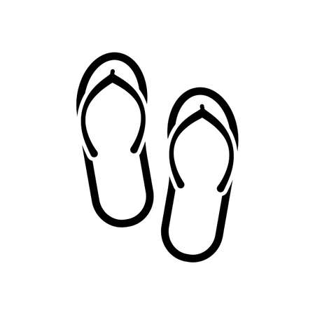Beach slippers. Flip flops icon. Black on white backgroundのイラスト素材