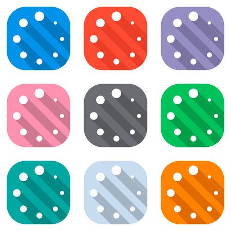 Simple loading symbol. Set of white icons on colored squares for applications. Seamless and pattern for posterのイラスト素材