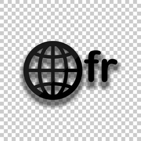domain of France, globe and fr. Black glass icon with soft shadow on transparent backgroundのイラスト素材