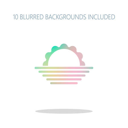 sunrise. simple weather icon. Colorful logo concept with simple shadow on white. 10 different blurred backgrounds includedのイラスト素材