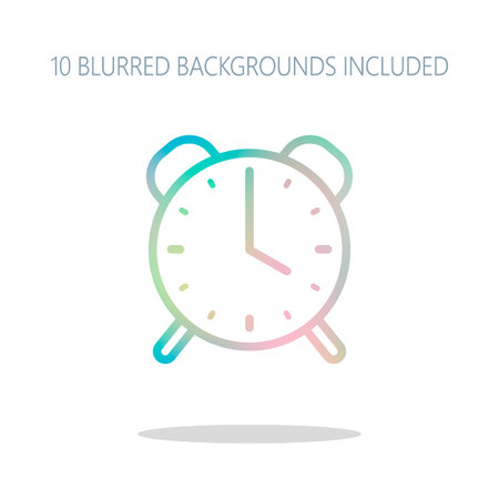 old alarm clock, simple icon, linear symbol with thin outline. Colorful logo concept with simple...