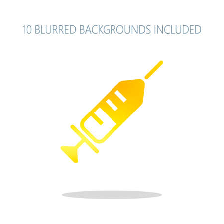 Simple injector icon. Colorful logo concept with simple shadow on white. 10 different blurred backgrounds includedのイラスト素材