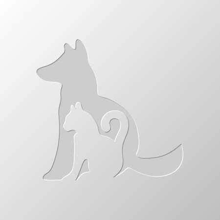 cat and dog icon. Paper design. Cutted symbol. Pitted styleのイラスト素材