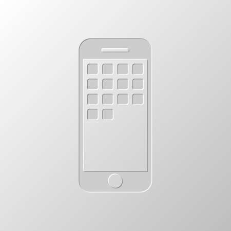 Sellphone icon. Paper design. Cutted symbol. Pitted styleのイラスト素材