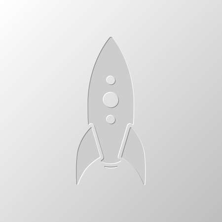 rocket launch icon. Paper design. Cutted symbol. Pitted styleのイラスト素材