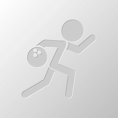 running man, bowling icon. Paper design. Cutted symbol. Pitted styleのイラスト素材