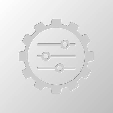 setting icon in gear. Paper design. Cutted symbol. Pitted styleのイラスト素材