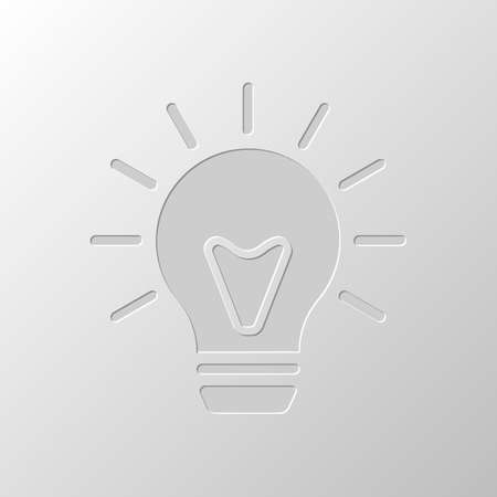 old bulb with light. simple single icon. Paper design. Cutted symbol. Pitted styleのイラスト素材