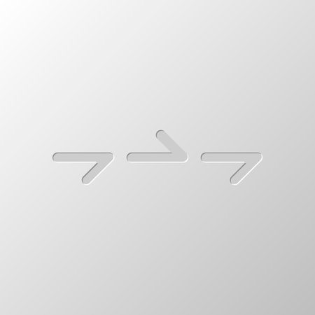 Few arrows, same direction. Linear, thin outline. Paper design. Cutted symbol. Pitted style