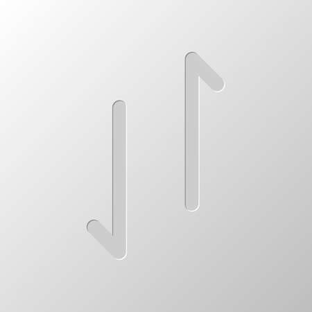 Up and down arrows, download and upload. Linear, thin outline. Paper design. Cutted symbol. Pitted styleのイラスト素材