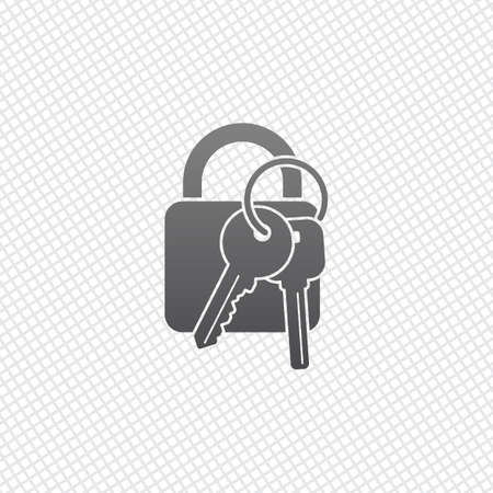 lock with keys icon. On grid backgroundのイラスト素材
