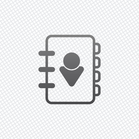 address book with person on cover. simple icon. linear symbol with thin outline. On grid backgroundのイラスト素材