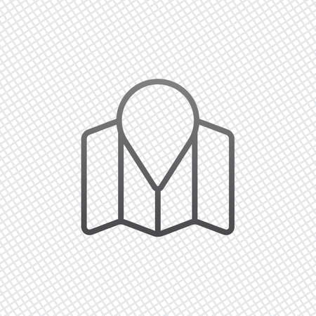 Simple map with pointer icon. Linear symbol with thin outline. On grid backgroundのイラスト素材