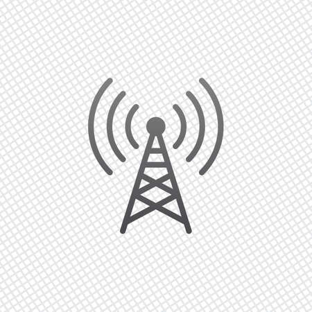 Radio tower icon. Linear style. On grid backgroundのイラスト素材