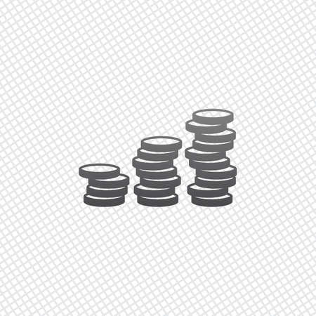 Coins stack, finance grow. On grid backgroundのイラスト素材