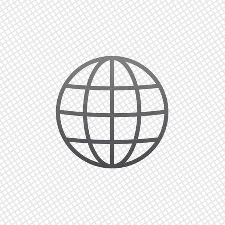Simple globe icon. Linear, thin outline. On grid backgroundのイラスト素材