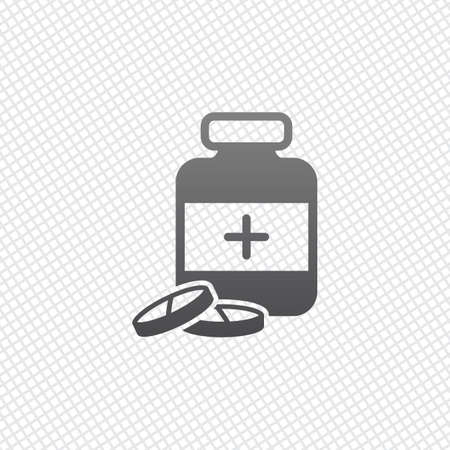 Pills and medicine bottle. On grid backgroundのイラスト素材
