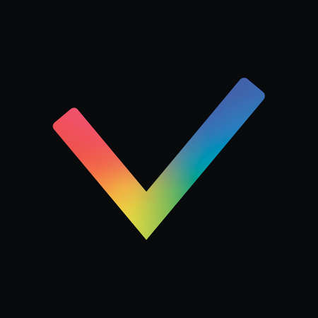 Check mark icon. Rainbow color and dark backgroundのイラスト素材