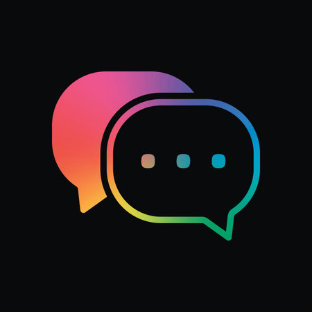 chat icon. Rainbow color and dark backgroundのイラスト素材
