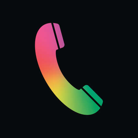 Telephone receiver icon. Rainbow color and dark backgroundのイラスト素材