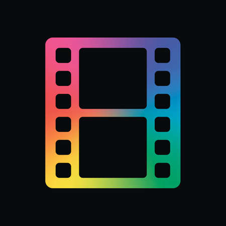 movie strip. simple silhouette. Rainbow color and dark backgroundのイラスト素材