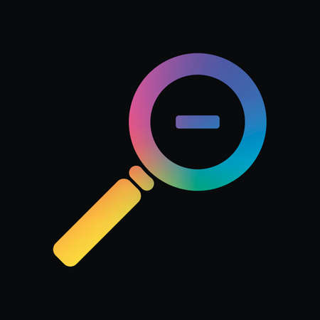 Zoom out icon. Rainbow color and dark backgroundのイラスト素材
