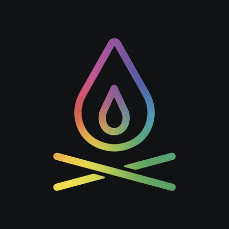 fire flame. simple silhouette. Rainbow color and dark backgroundのイラスト素材