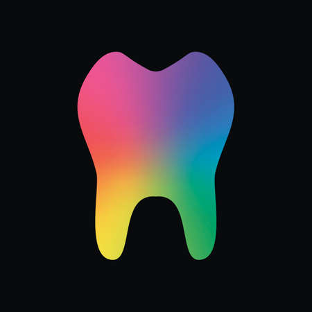 tooth. simple icon. Rainbow color and dark backgroundのイラスト素材