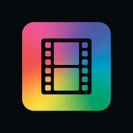 tv with movie strip. Rainbow color and dark backgroundのイラスト素材