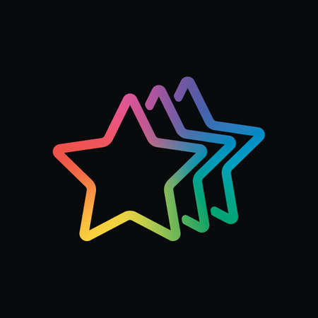 stars rate icon. Rainbow color and dark backgroundのイラスト素材